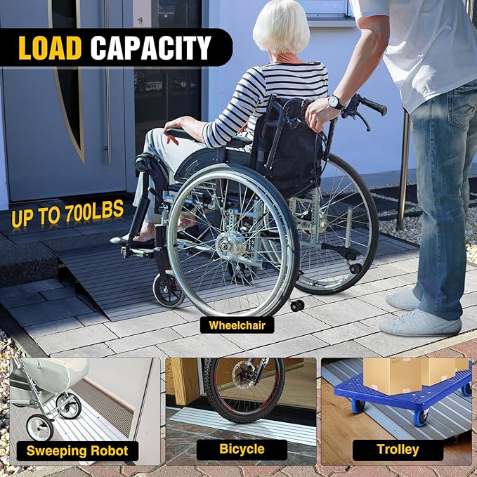Nilight Door Threshold Ramp, 3" Rise Portable Aluminum Wheelchair Door Entry Ramps for Doorways Stairs Home Steps