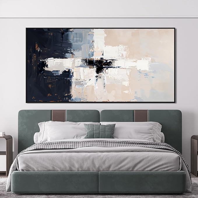Abstract Wall Art Decor Oversized Framed Wall Art Pictures for Living Room Black and White Wall Art Decor Large Abstract Canvas Art Wall Decor Modern White Wall Art Prints Bedroom Office Decor 29" X 58"