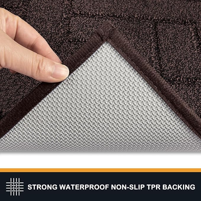 PURRUGS Dirt Trapping Door Mat 24" x 59", Non-Slip Machine Washable Entry Rug, Shoe Scraper, Dog Doormat, Super Absorbent Welcome Mat for Front & Back Door, Muddy Wet Shoes & Paws, Brown