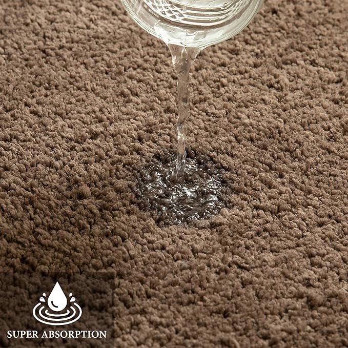MIULEE Light Brown Bathroom Runner Rug 24x60 Inches, Long Bath Mat for Bathroom Floor Bathtub Showers, Machine Washable Absorbent Microfiber Carpet with TPR Anti-Slip Back