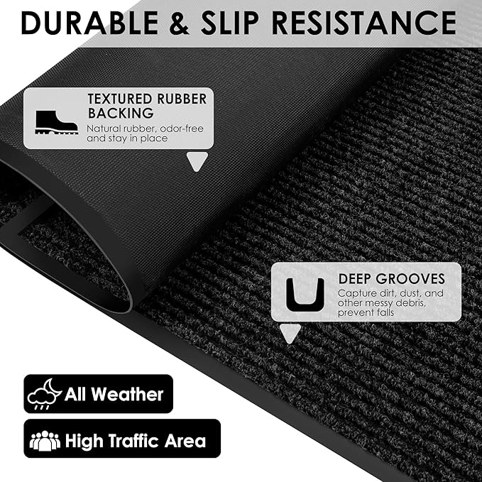 2′ x 41′ Front Door Mat Indoor Outdoor Entrance, Commercial Floor Mat Heavy Duty Dirt Trapper Entryway Doormat, Custom Size Non Slip Rubber Backing Welcome mat, Door Mat for High Traffic Area