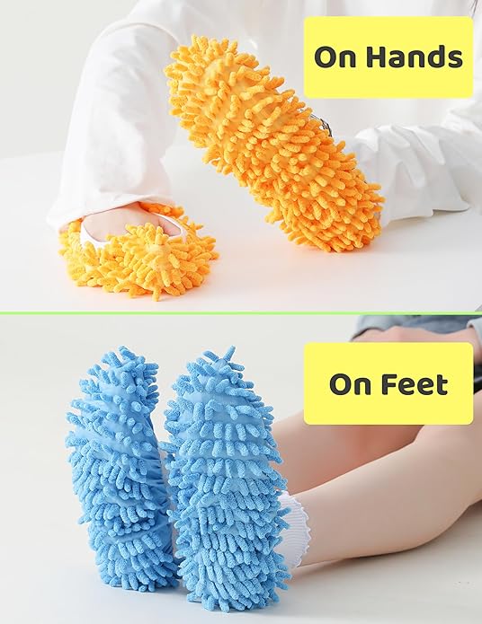 Winterlace Mop Slippers 20 Pcs (10 Pairs) Microfiber Chenille House Floor Dusting Cleaning Socks Shoe Cover Bulk Pack