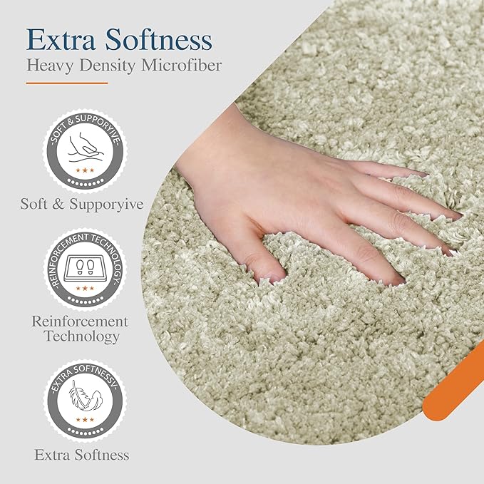 Walensee Large Bathroom Rug (24 x 48, Light Tan) Extra Soft and Absorbent Shaggy Bath Rug Machine Washable Microfiber Bath Mat Non Slip Bath Mat, Luxury Bathroom Floor Mats