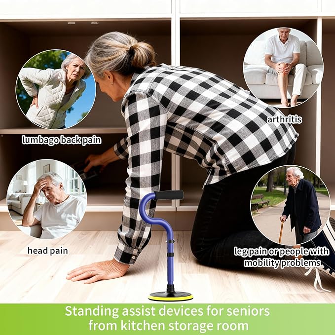 Standing Aid for Seniors Stand Assist Aid Devices & Supports for Elderly Help Get Up from Floor Standing Mobility Aid Tool Rising Indoors Garden Housework Bedroom Bathroom Bedside Matte Blue