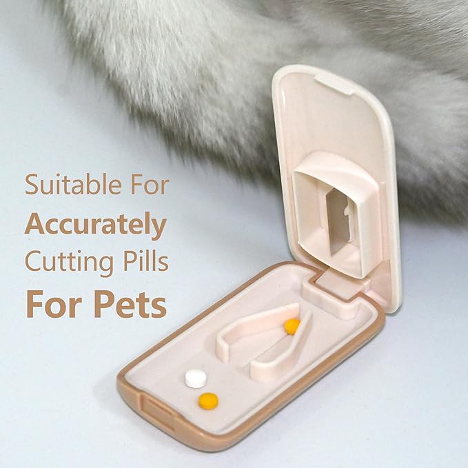 JohnBee Pill Cutter - Sharp & Durable Silicone Pill Splitter, Non-Slip Base, Portable Tablet Cutter for Daily Medication, Vitamins & Supplements. Designed for Swallowing Difficulties & Pets (Red)