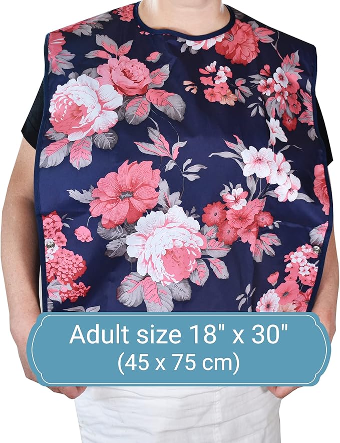 12 Pack Adult Bibs with Crumb Catcher - Waterproof and Reusable Clothing Protectors for Elderly, Seniors and Disabled