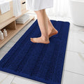 OLANLY Thick Bathroom Rugs 47x20, Extra Soft Absorbent Chenille Striped Bath Rugs, Rubber Backing, Machine Wash Dry, Bath Mats for Bathroom Floor, Tub and Shower, Home Decor Accessories, Navy
