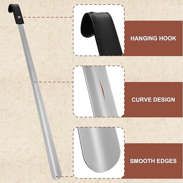 Redriver Metal Shoe Horn Long Handle for Seniors, Long Shoehorn, Shoe Spoon Helpers to Put on Your Shoes for Men Women