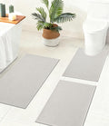 YIHOUSE Bathroom Rugs Mats Sets 3 Pieces Beige, Ultra Thin Bath Mat Absorbent Non Slip Bath Rugs for Bathroom Washable, Shower, Sink, Laundry (Beige, 3 Pieces)
