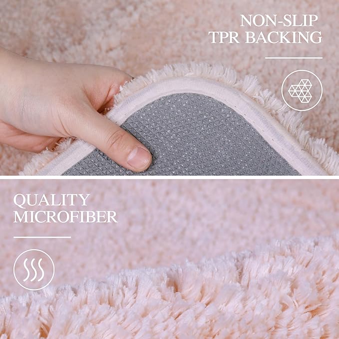 Walensee Large Bathroom Rug (24 x 48, Dusty Pink) Extra Soft and Absorbent Shaggy Bath Mat Machine Washable Microfiber Non Slip Luxury Floor Mat
