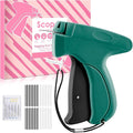 Stitch Gun for Clothes - Handheld Stitch Tag Gun Quick Clothing Fixer - Mini Sewing Kit Micro Tagging Gun - Includes 6 Needle, 1000 Black Fasteners & 1000 White Fasteners (Green-Black)