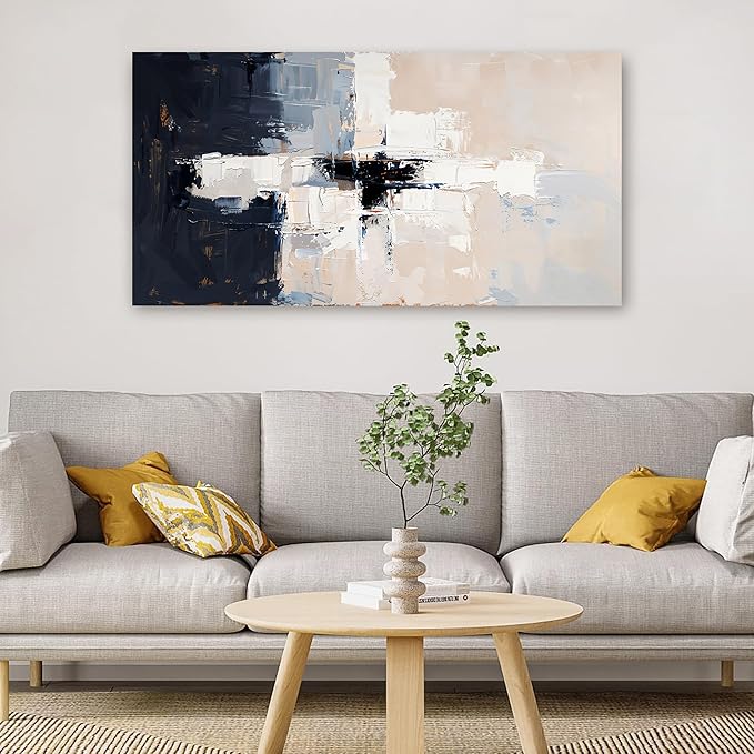 Abstract Wall Art Decor Large Wall Art Pictures for Living Room Oversized Black and White Wall Art Decor Abstract Canvas Art Wall Decor Modern White Wall Art Prints Bedroom Office Decor 35" X 70"
