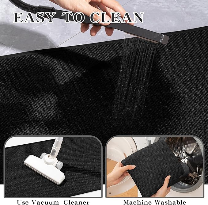 chakme Bathroom Rugs Mat 59x17, Ultra Thin Non Slip Bath Mats Runner Quick Dry Absorbent Bath Mat for Bathroom Floor, (Black, 59"x17")