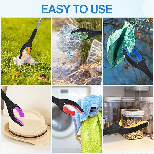 6-Piece Heavy-Duty Trash Collection Tool - 32-Inch Lightweight Telescopic Grabber Ergonomic Handle, Non-Slip Grip | Multi-Purpose Mobility Aid for Seniors