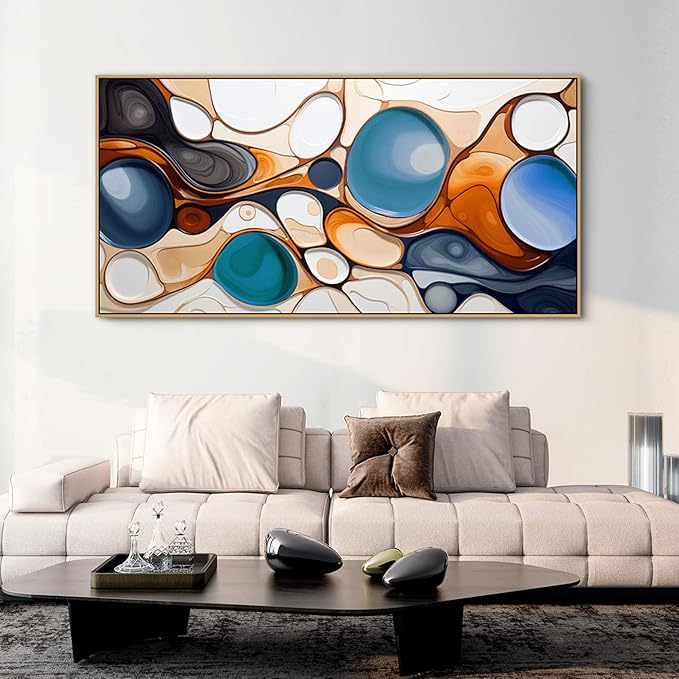 yiijeah Large Wall Art for Living Room - 24x48 Inches Modern Abstract Canvas Painting Framed Picture Colorful Artwork for Bedroom Office Dinning Room