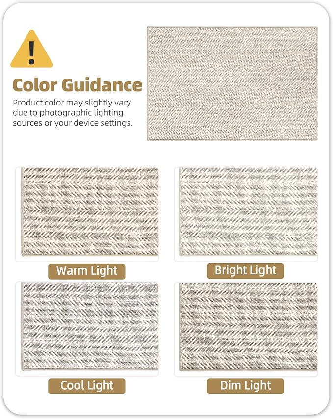 Color&Geometry Extremely White Beige Ultra Thin Indoor Door Mat 48"x72", Machine Washable Front Door Mat Non Slip, Low Profile Entrance Mat Indoor, Absorbent Carpet for Inside, Entry, Entryway (FOLD)