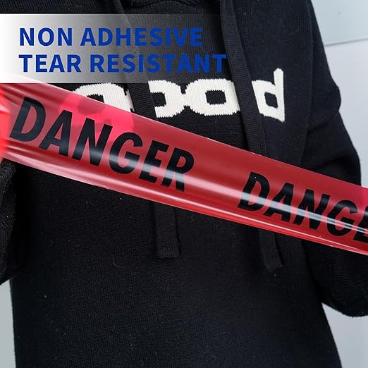 TAPEBEAR Red Danger Tape 3 Pack, 3" x1000ft High Visibility Construction Tape, Red w/Bold Black Print Non-Adhesive Safety Warning Tape for Danger/Hazardous Areas/Halloween Decor