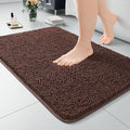 LOCHAS Luxury Bathroom Rug Shaggy Bath Mat 24 x 36 Inch, Washable Non Slip Bath Rugs for Bathroom Shower, Soft Plush Chenille Absorbent Carpets Mats, Brown