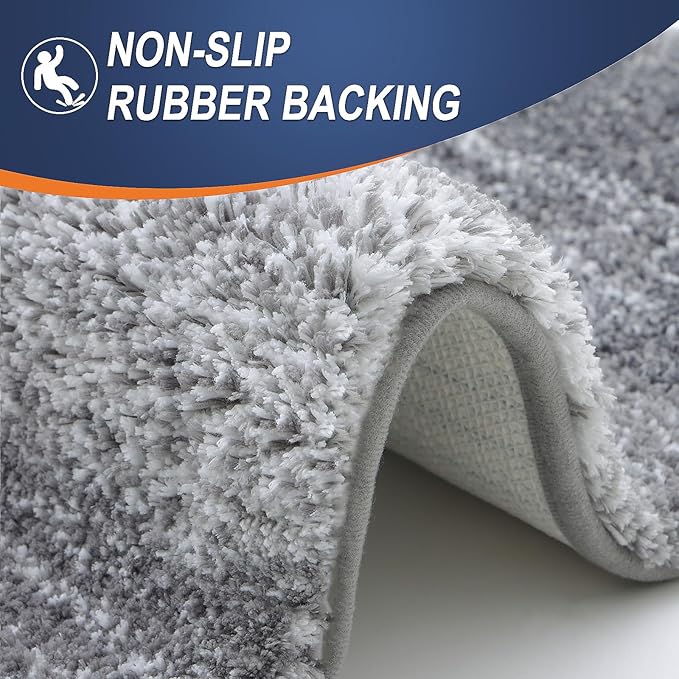 OLANLY Bathroom Runner Rugs 54x24, Extra Soft Absorbent Microfiber Bath Rugs, Rubber Backing, Quick Dry, Machine Washable Bath Mats for Bathroom Floor, Tub and Shower, Home Decor Accessories, Grey
