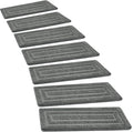 PURE ERA Bullnose Carpet Stair Treads Set Tape Free Non-Slip Indoor Stair Protectors Pet Friendly Rugs 9.5" x 30"(14 Pieces,Grey Rectangular)
