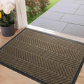 Front Door Mat 47"x32" Indoors Outdoors Welcome Mats, Waterproof Non-Slip Rubber Backing Heavy Duty Doormat Outside Entrance, Low Profile Entryway Rugs Floor Mat for Patio, Pattern A Brown
