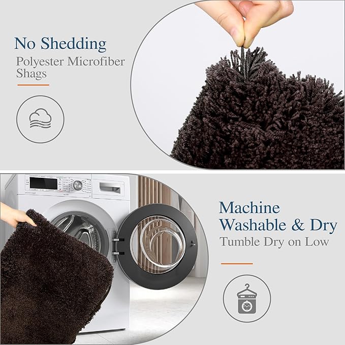 Walensee Large Bathroom Rug (24 x 72, Brown) Extra Soft and Absorbent Shaggy Bath Mat Machine Washable Microfiber Non Slip Luxury Floor Mat