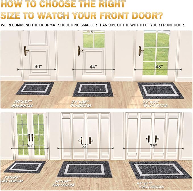 OLANLY Indoor Door Mat, 36x24, Non-Slip Absorbent Resist Dirt Entrance Mat, Washable Low-Profile Inside Entry Doormats for Entryway, Black