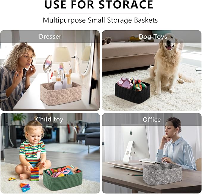 6 Pack Storage Baskets for Shelves, Small Baskets for Shelves, Cute Decorative Storage Bins, Organizer Basket for Gifts Empty, 11.8''Lx7.8''Wx4.7''H-Grey