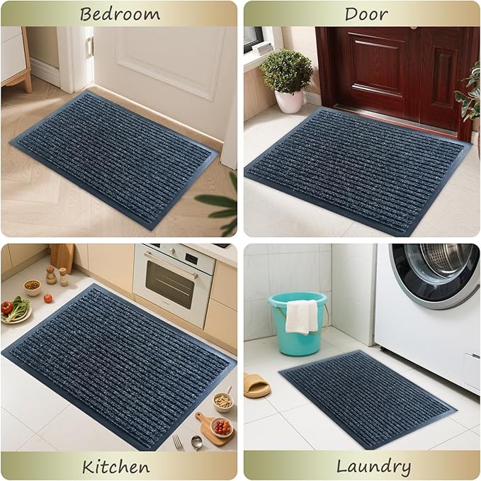 Front Door Mat,4'x6'Indoor Outdoor Door Mat,Heavy Duty Durable Welcome,Commercial Floor Mats Inside Outside Entrance, Waterproof All-Season, All-Weather Non Slip Backing Doormat for Entryway,Black