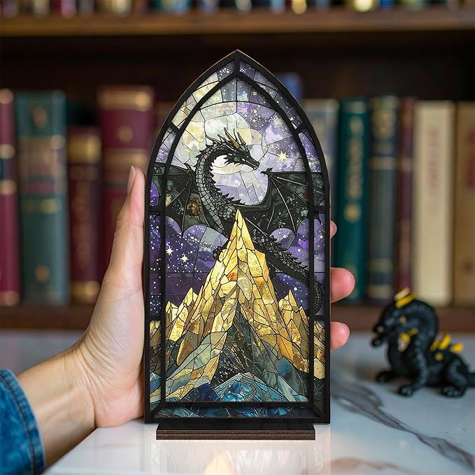 Fantasy Book Nook with Candle, Velaris Bookshelf Decor, Dragon Library Sign, Night Court Nature-Inspired Art, Bookish Gift for Readers, Book Lovers, Librarians, Glowing Bookshelf Insert