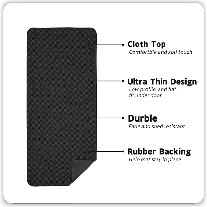 Bath Mat,Ultra Thin Bathroom Runner Rugs,Large Bath Mats for Bathroom,Quick Dry,Non-Slip,Machine Washable,Low Pile,Bath Rug,Shower Outside,Sink,Home Decor Accessories.Black,3'x5'(36x60inch)