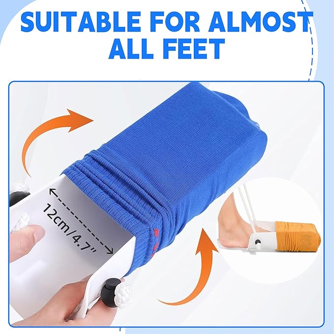 Sock Aids for Putting On Socks Kit - (Sock Helper + 35 Inch Dressing Stick with Sock Remover & Shoe Horn) - Flexible Sock Assistant Device for Seniors & Limited Mobility No Bending