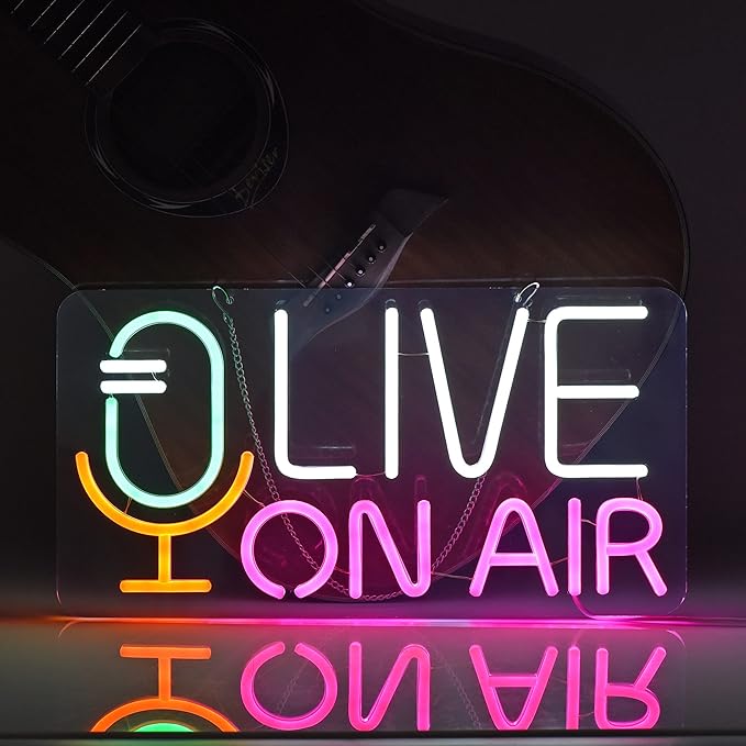 Live On Air Neon Sign for Wall Decor Recording Light Signs Dimmable LED Neon Light USB Powered Neon Art Decoration