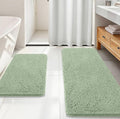 OLANLY Bathroom Rugs Sets 2 Piece, Soft Absorbent Chenille Bath Mats Area Rug Set, Non-Slip, Quick Dry, Machine Washable Bath Mats for Bathroom, Home Decor Accessories (59"x20"+30"x20", Sage Green)