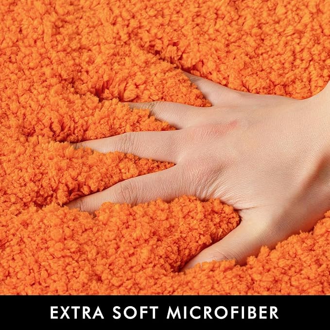 MIULEE Orange Extra Thick Non Slip Bathroom Rug Shaggy Soft Bath Mat Plush Microfiber Absorbent Water for Shower Tub Machine Washable (24x70 Inches)