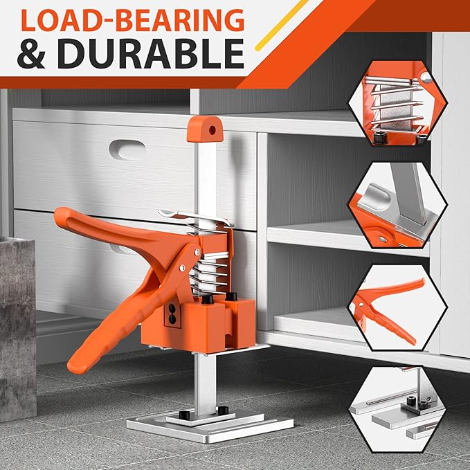 Labor Saving Arm Jack Handle 2 Pack,15 in Construction Jack,Multifunctional Furniture Jack for Installing Cabinets and Wall Tile Height Adjuster Handheld Lifter Tool, Load 440LBS