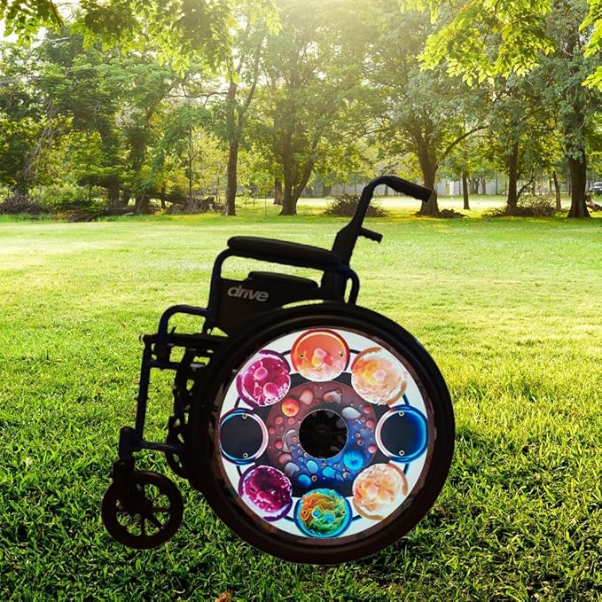 Wheelchair Wheel Covers Designer Cover for Wheelchair Wheels, Enhances Aesthetics, Easy Install/Remove, Lightweight, New Matt Finish (Lunar Legends)