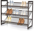 Giantex 3-Tier Metal Shoe Rack, Shoe Storage Organizer with Adjustable Angled or Flat Mesh Shelf for 9 to 12 Pairs of Shoes, Freestanding Shoe Shelf for Bedroom, Entryway, Closet, Hallway