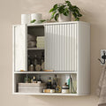 Furnideco Bathroom Medicine Cabinet with Fluted Doors, 3-Tier Modern Wall Cabinet Over Toilet, Small Hanging Storage Cabinet for Bathroom, Antique White