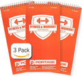Portage Fitness & Workout Notebook - Fitness Journal, Workout Log, Exercise & Weight Training Notebook Planner, Fitness Tracker Log for Bodybuilding – 4 x 8 Inches, 140 Pages, 70 Sheets (Pack of 3)