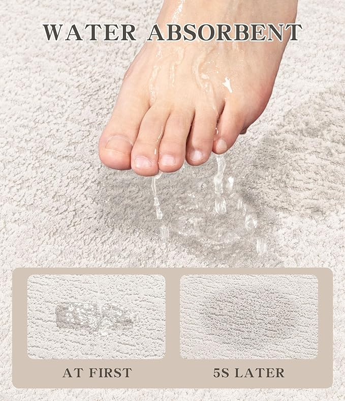 chakme Bathroom Rugs Mat 32x17, Ultra Thin Non Slip Bath Mat Quick Dry Absorbent Bath Mat for Bathroom Floor, (White, 32"x17")