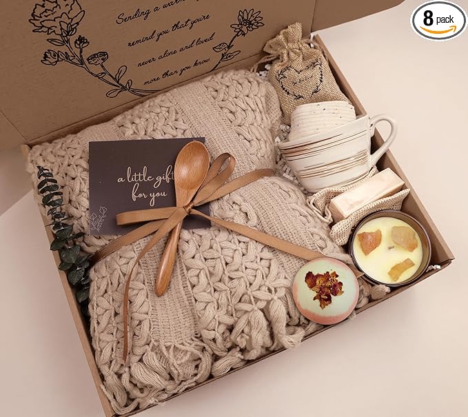 Cozy Care Package for Women – Warm & Comforting Thinking of You Gift Box for Birthday,BES Friend Gift, Get Well Soon, Sympathy, Self Care,Cancer Care & Encouragement(TAN)