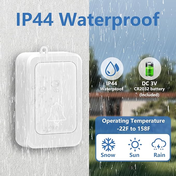 Loud Flash Doorbell with 7 Colors of Bright Light and 4 Volumes, Wireless Doorbells 600 feet,at Home/Office,Suitable for The Elderly, Hearing Impaired People,3 Transmitter with 5 Receivers