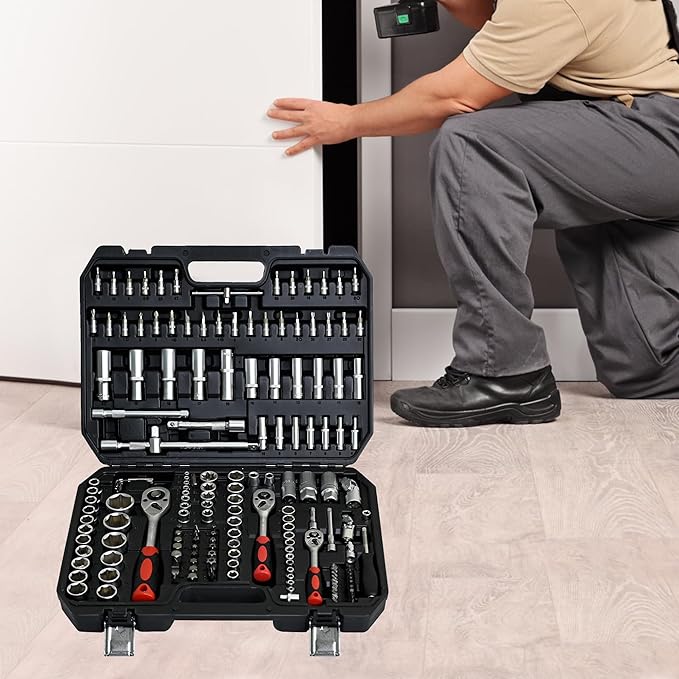 171pcs Artman Tool Set, Mechanics Kit, Socket and Ratchet Wrench Toolbox, General Household Hand Tool Set for Home, Universal Home Car Repair Tool Set, for DIY Enthusiasts, Handyman and Mechanics