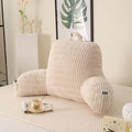 Reading Pillow for Sitting in Bed, Large Backrest Reading Pillow with Arm Rest,Back-Rest Support Cushion for Sit Up on Couch, Sofa, and Floor, Dorm Essentials (Cream Corduroy, Large(19"))