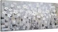 YHSKY ARTS Flower Picture Wall Decor with Heavy Textured Modern Grey and White 3D Paintings Contemporary Aesthetic Artwork for Living Room Bedroom Bathroom Decor