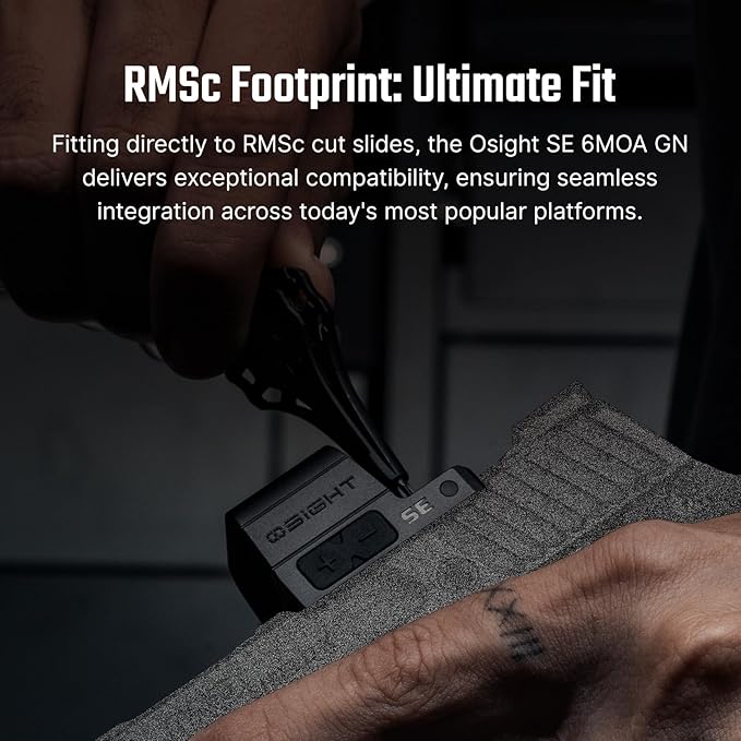 OSIGHT SE 6 MOA Green Dot Enclosed Micro Sight with RMSc/K Footprint, Parallax-Free Durable Optic for Subcompact Setups
