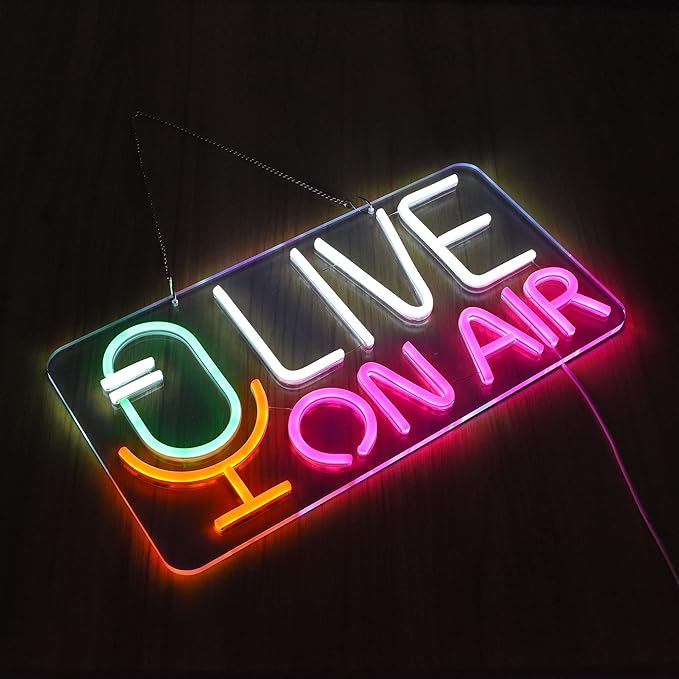 Live On Air Neon Sign for Wall Decor Recording Light Signs Dimmable LED Neon Light USB Powered Neon Art Decoration