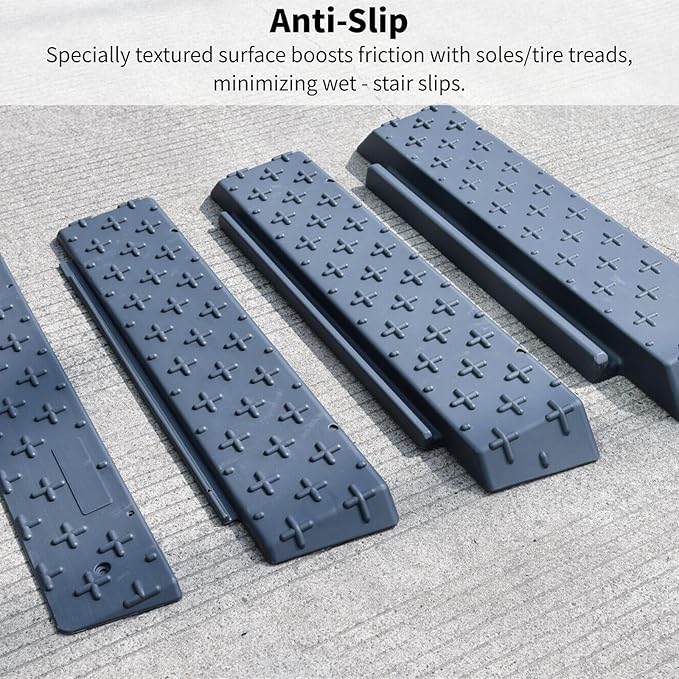 Plastic Slip-Resistant Modular Threshold Ramp - Universal Access Ramp for Wheelchairs, Scooters, Walkers & Safe Pedestrian Passage (6 inch)