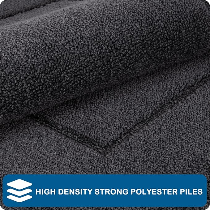 PURRUGS Machine Washable Kitchen Rug Set [2 PCS] (24" x 35.5"+ 24" x 59"), Non-Slip/Skid Kitchen Runner Rugs & Floor Mats, Super Absorbent Soft Standing Mats for Kitchen, Laundry & Sink, Charcoal
